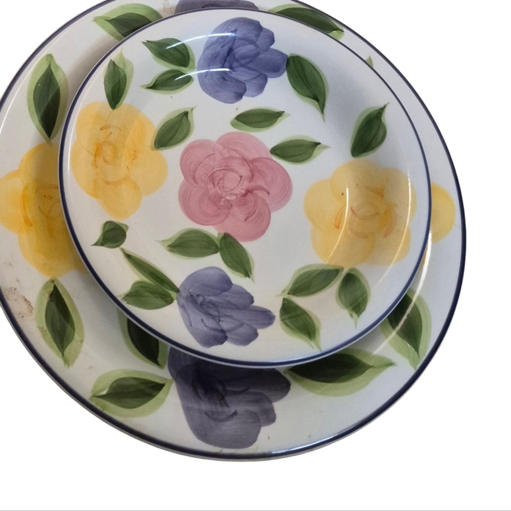 Flora Di Roma Set Of Rosa's   10.5in Dinner& 8In Salad Plate 3 Available New